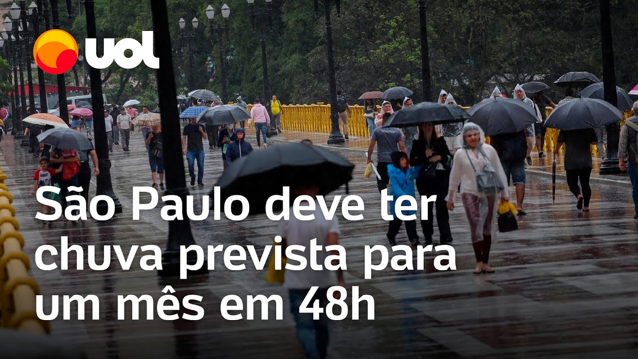 Previsão do tempo de SP: Capital deve ter chuva prevista para um mês em 48h