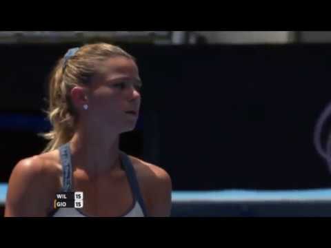 Camila Giorgi hits the first ace against Serena Williams at AO 2016