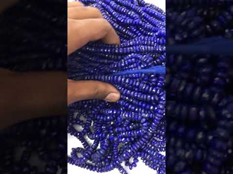 Natural lapis lazuli faceted beads bracelet with sterling si...