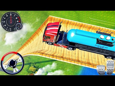 Oil Tanker Trucks Mega Ramp Simulator - Vertical Car Impossible Stunts Racing - Android GamePlay #2