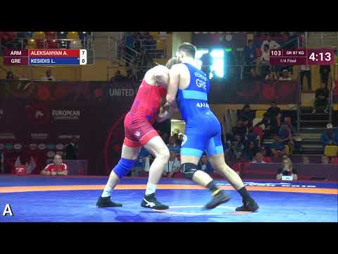 1/4 GR - 97 kg: A. ALEKSANYAN (ARM) v. L. KESIDIS (GRE)