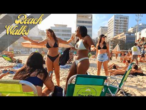 Leblon Beach Walk 🌊☀️ | Stunning Summer Day in Rio