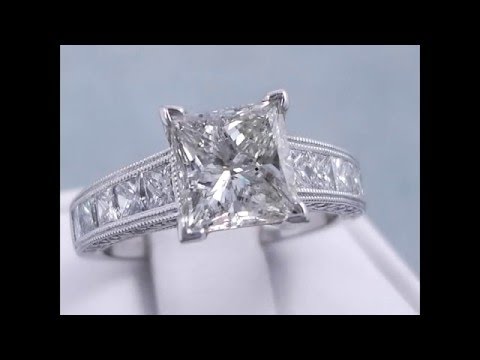 3.29 ctw Princess Cut Diamond Engagement Ring - BigDiamondsUSA