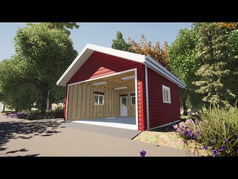 Simple Gable Roof Wood Frame Two-Car Garage Plans
