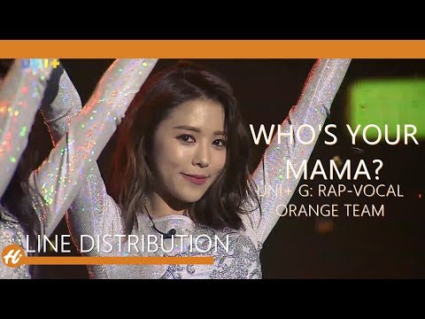 UNI+ G: RAP-VOCAL ORANGE TEAM (THE UNIT) - WHO'S YOUR MAMA? | Line Distribution