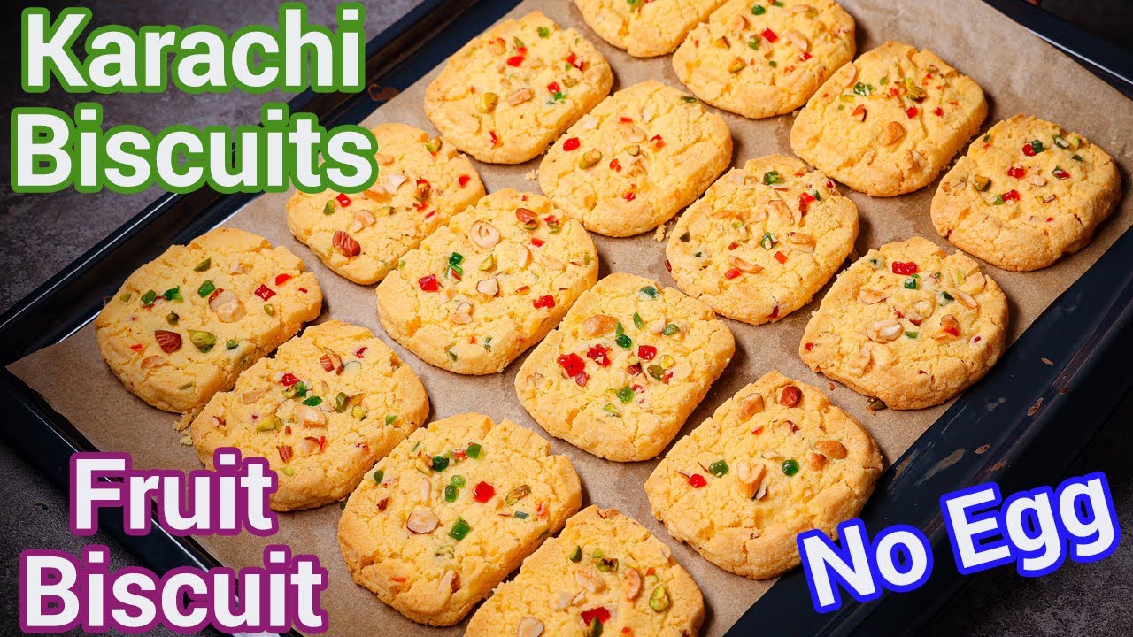 Eggless Karachi Biscuits | Tutti Frutti Cookies | Crispy Bakery Style Biscuits | Tea Time Snack