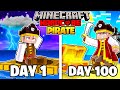 I Survived 100 Days As A PIRATE In Hardcore Minecraft