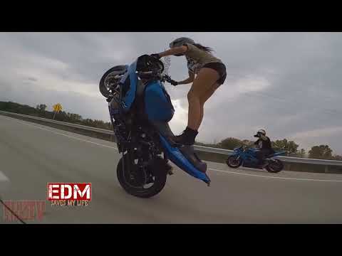 Beautiful Girl Biker Performs