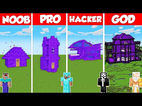 INSANE PORTAL BASE HOUSE BUILD CHALLENGE - Minecraft Battle: NOOB vs PRO vs HACKER vs GOD