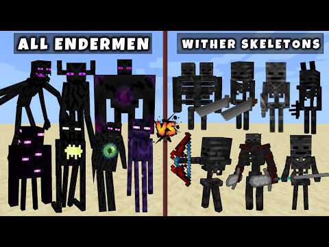 All Endermen vs All Wither Skeletons – ENDERMEN ARMY vs WITHER SKELETON ARMY – Minecraft Mob Fight