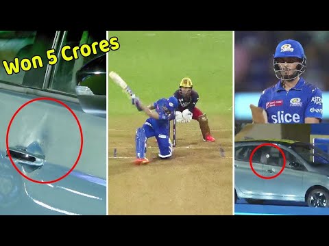 Nehal Wadhera Broke Tata Tiago Ev car by hitting a six bowl by Hasaranga RCB vs MI