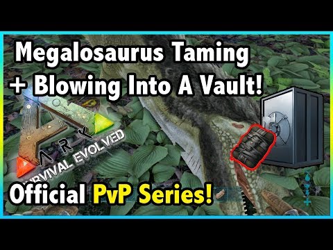 Ark Official PvP Ep 7!! -=- TURRETS, MEGALOSAURUS AND VAULTS OH MY!! - Ark Survival Evolved!