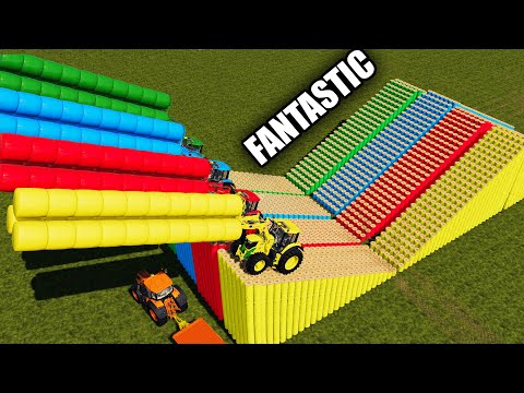 FANTASTIC OF LOADER RAMP ! KING OF COLORS ! BALE LOADING RACING with TRACTORS ! Farming Simulator 19
