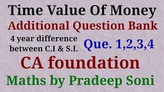 Addi.Que.Bank Time value of money, que. 1,2,3,4. CA foundation. Maths by Pradeep Soni