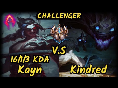 GOG Pride (KAYN) vs KINDRED - 16/1/3 KDA JUNGLE CHALLENGER GAMEPLAY - EUW