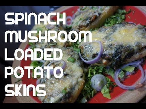 Spinach & Mushroom Loaded Potato Skins Recipe - Easy n Tasty