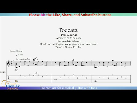 Toccata arr for classical guitar with tabs