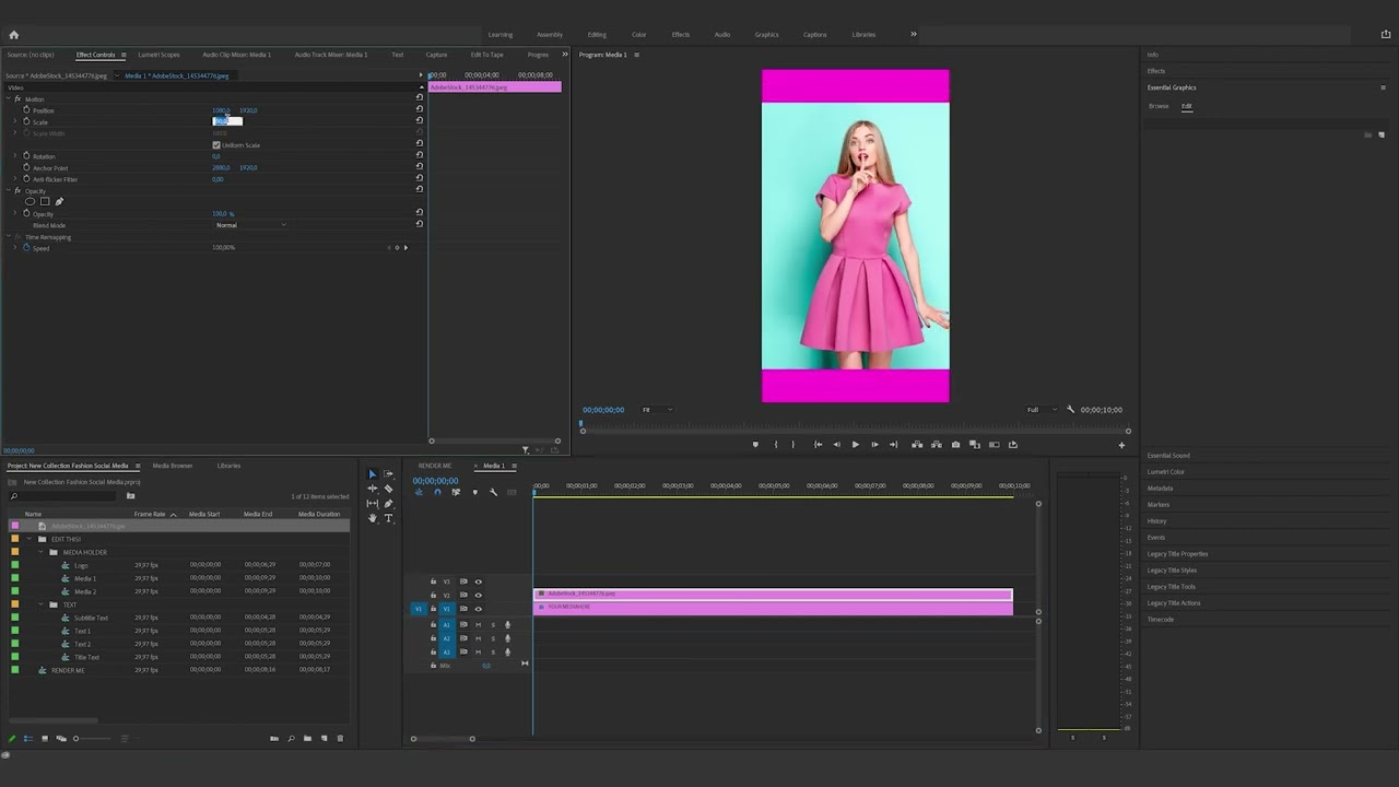How to edit the New Collection Fashion Social Media in Premiere pro