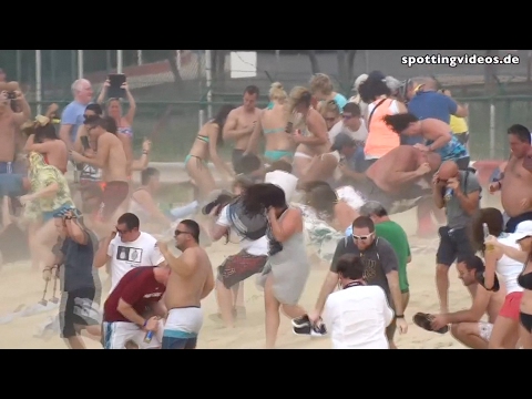 Danger! Jet Blast on Maho Beach - St. Maarten, SXM - 2016-01-14
