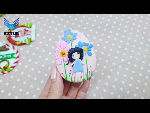 Decor Pebble by the Stream with Inspiration from a Happy Girl in a Stunning Flower-Filled Forest