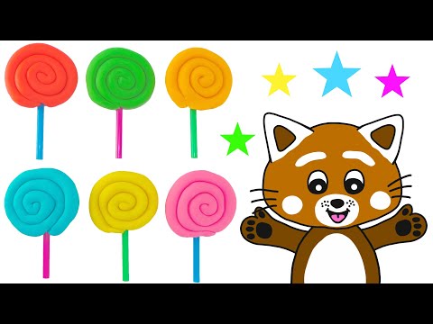 Pukkins gör klubbor i Play Doh lera - Lär dig färger med Pukkins - Lek med oss