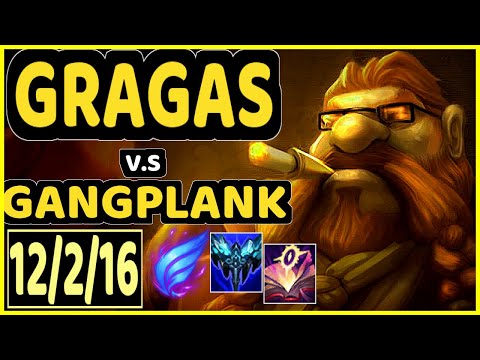 GRAGAS vs GANGPLANK - QUADRAKILL 12/2/16 KDA TOP GAMEPLAY - NA Ranked MASTER
