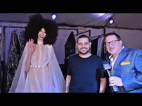4k Michael Costello and Model Rachael Sklar backstage at El Paseo Fashion Week near Palm Springs, CA