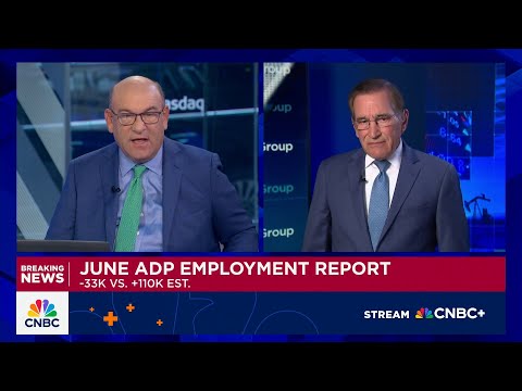 The private sector lost 33,000 jobs in June, badly missing expectations for a 100,000 increase: ADP