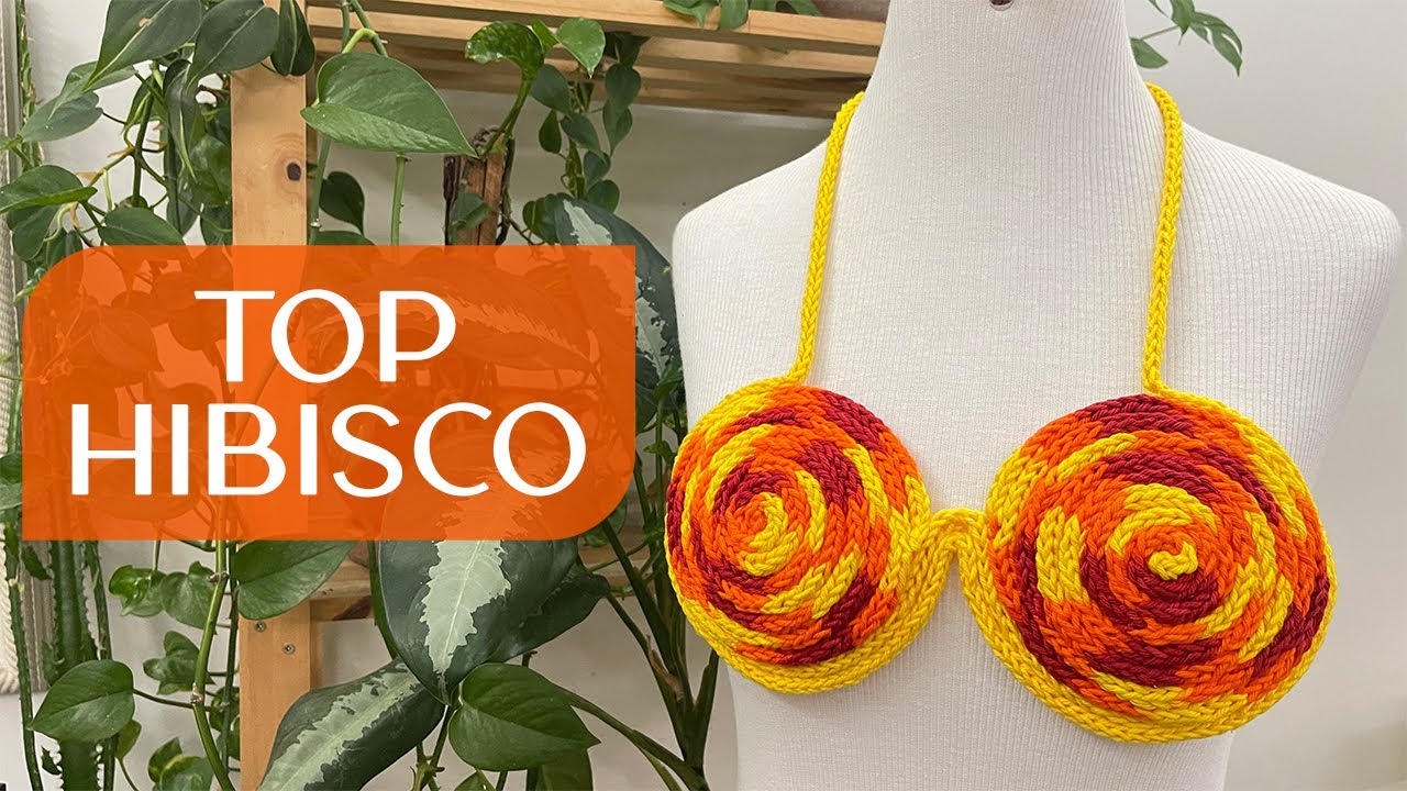 Top Hibisco em Crochê