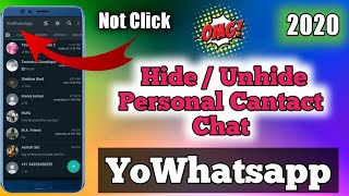 How To Hide/Unhide Personal Contacts Chat In YoWhatsapp || IN HINDI || MKV TECHNICAL