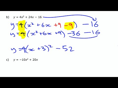 Standard to Vertex Form: Completing the Square • Quadratic Functions [3l] Pre-Calculus 11