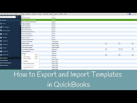 Part of a video titled How to export and import templates in QuickBooks - YouTube