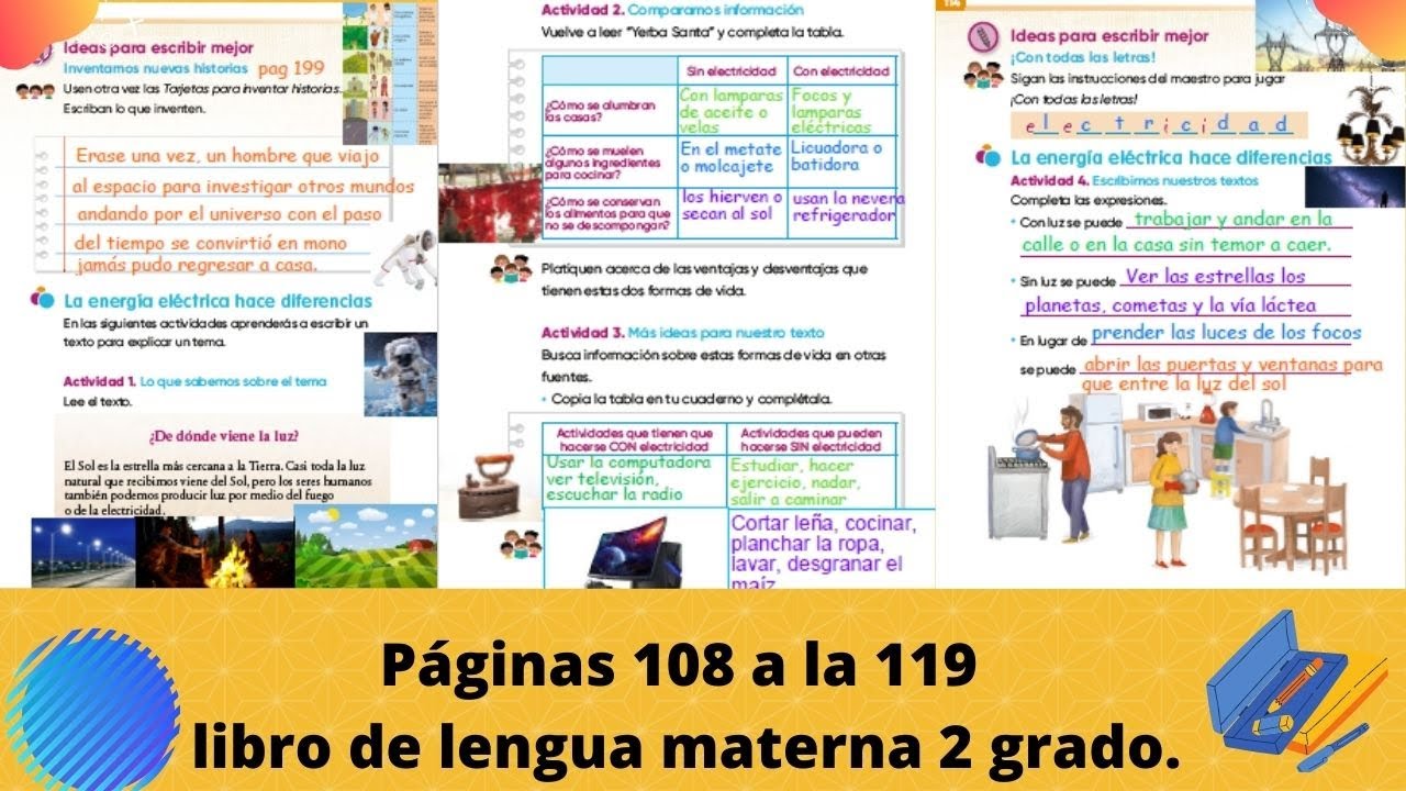 Páginas 108 a 119 lengua materna 2 grado.