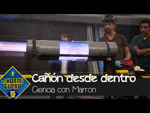 Marron enseña el funcionamiento de un cañón desde dentro y a cámara superlenta - El Hormiguero