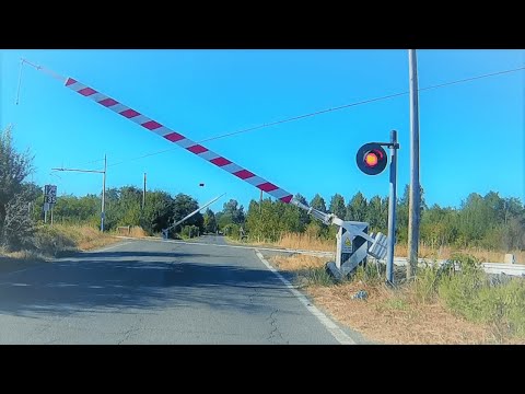 Passaggio a livello Gamalero (AL) treno in transito #levelcrossing #bahnübergang #spoorwegovergang