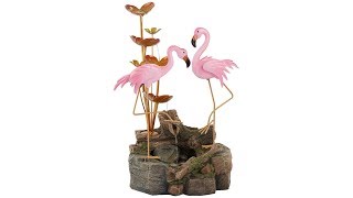 Oceanside Flamingos on Rock Outdoor Fountain