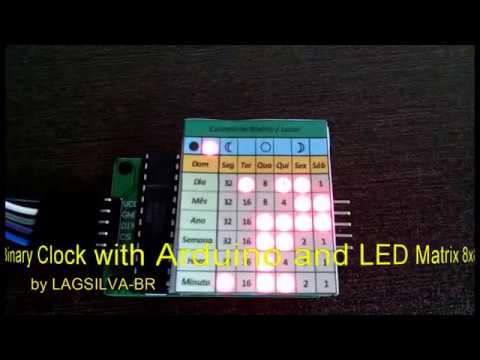 Amazing Binary Clock with Arduino and LED Matrix featuring Moon Phases