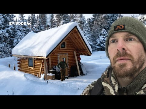 Woodshed Roof Install in WINTER STORM |EP46| Log Cabin Build on Off-Grid Homestead