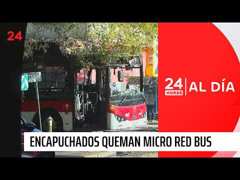 Desconocidos queman bus Red en Estación Central | 24 Horas TVN Chile