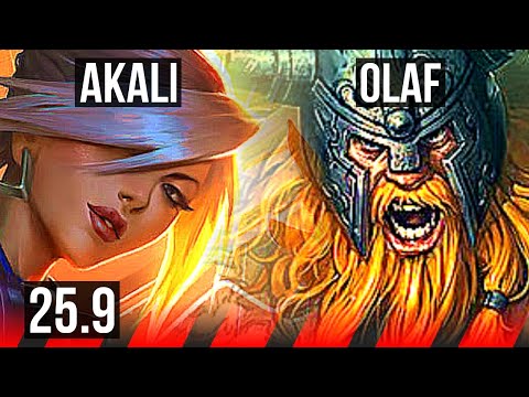 AKALI vs OLAF (TOP) | 6/1/3 | EUW Grandmaster | 25.9