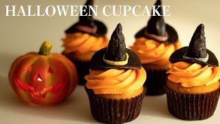 [EngSub]할로윈 마녀 단호박 컵케이크 & 단호박 연유 버터크림/ASMR/ Halloween/Witch's Hat Pumpkin Cupcakes.