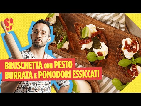 Bruschetta pesto senza aglio: ricetta burrata e pomodori secchi | CinC