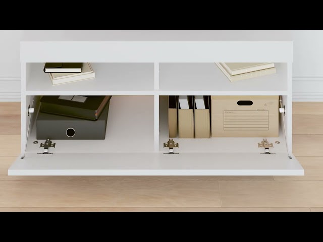 Video teaser for 804382 vidaXL TV Cabinet with LED Lights White 90x35x40 cm