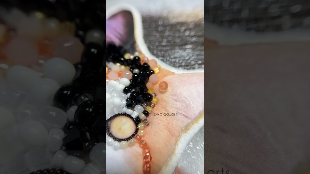 Beautiful Black Gold CAT Brooch Handmade Beads work  #brooch #handmade #jewelry #artandcraft #diy