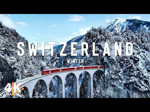 Switzerland 4K ❄️ Winter Wonderland on Scenic Train Journeys Through the Alps - Relaxing Music