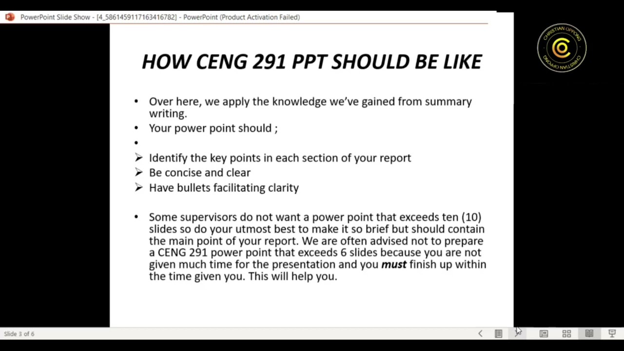 How To Prepare CENG 291 PowerPoint