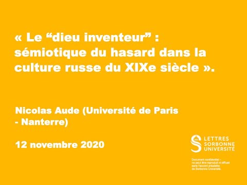 Le “dieu inventeur” : sémiotique du hasard dans la culture russe du XIXe siècle.