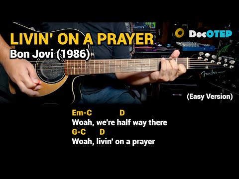 Livin' On A Prayer - Bon Jovi (Easy Guitar Chords Tutorial with Lyrics)