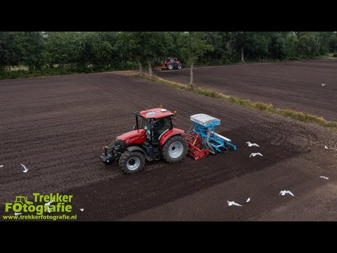 Gras zaaien | Krans | Case IH Maxxum 150 + Samex Twinseeders Pluma 300 | Sowing Grass
