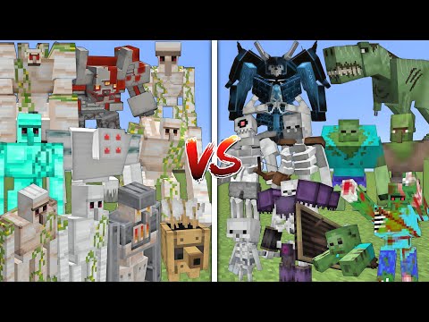 ALL MUTNAT IRON GOLEMS VS ALL MUTANT SKELETONS & ZOMBIES ALLIANCE MOBS BATTLE IN MINECRAFT
